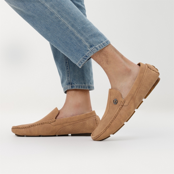 Men's Versatile PU Leather Casual Loafers - TAN - 7